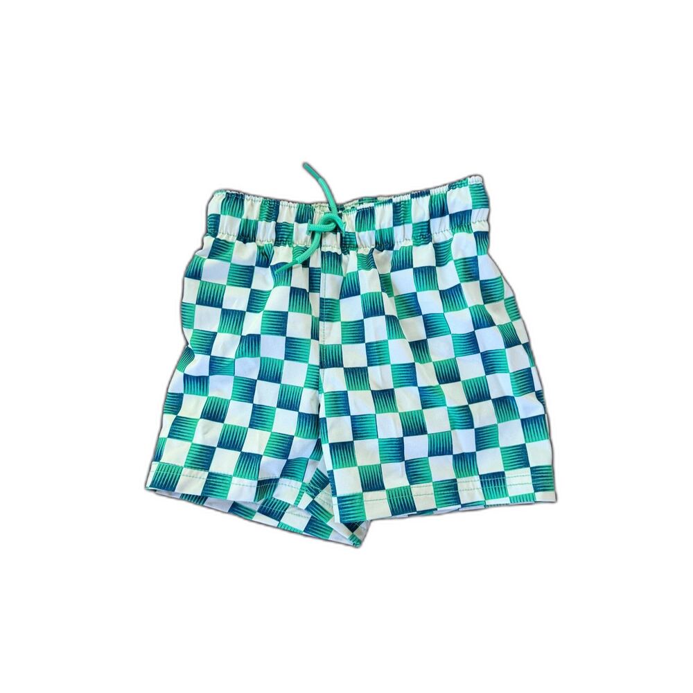 Old Navy Boys Green Checkerboard Swim Trunks Size 2T